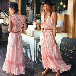 Isla Bonita Duster Dress Peach S Pink Kimono Robe Hotel Paradiso Lace Embroidery